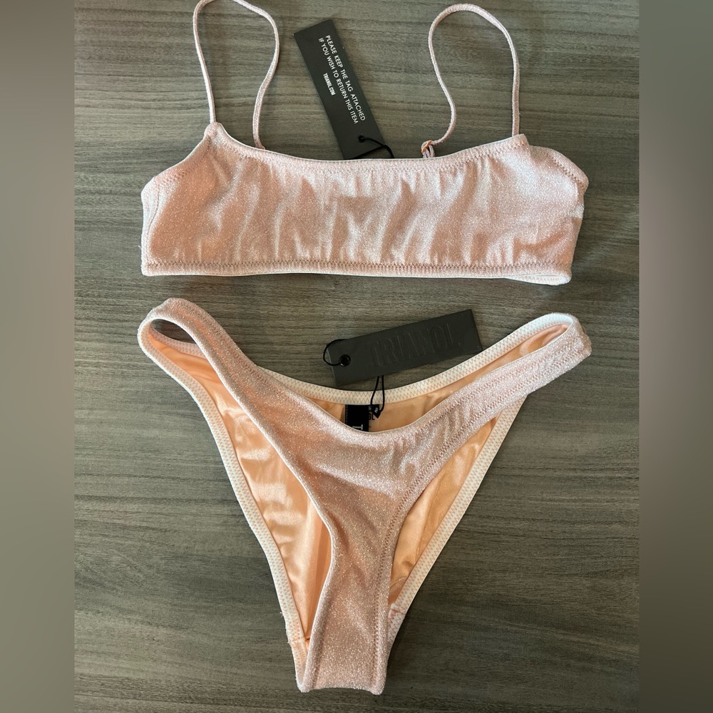 Triangl light pink sparkle bikini set top S, Bottoms M
